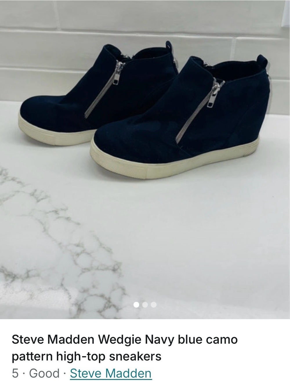 Steve Madden Navy Hidden-Wedge High Top Sneakers